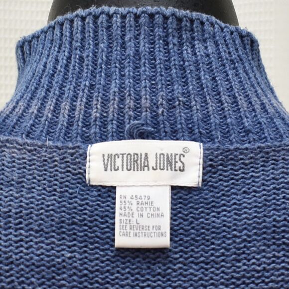 Victoria Jones Blue Beaded Arrow Fringed Pullover Sweater-Women's Size L - Picture 7 of 7